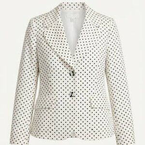 Escada Ivory Polka Dot Tailored Blazer Size 42 US 10 Like New